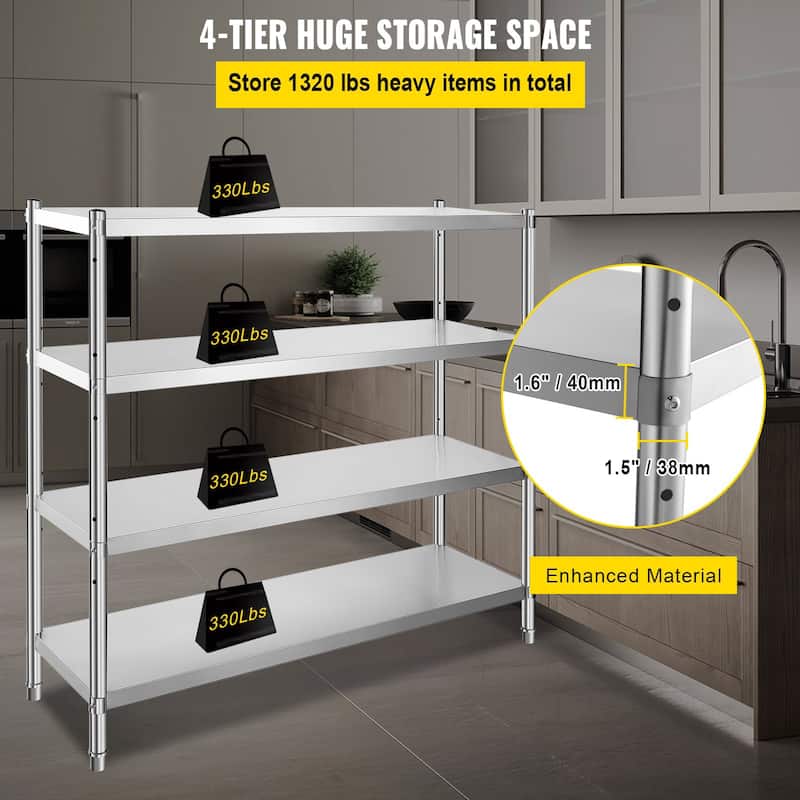 Heavy Duty Stainless Steel Adjustable Shelf Storage Unit Ideal for Kitchen Office or Garage