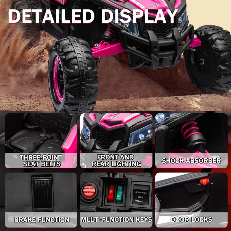 12V LED Lights UTV ride on car for kid with Remote Control,3-Point Safety Harness and Music Player