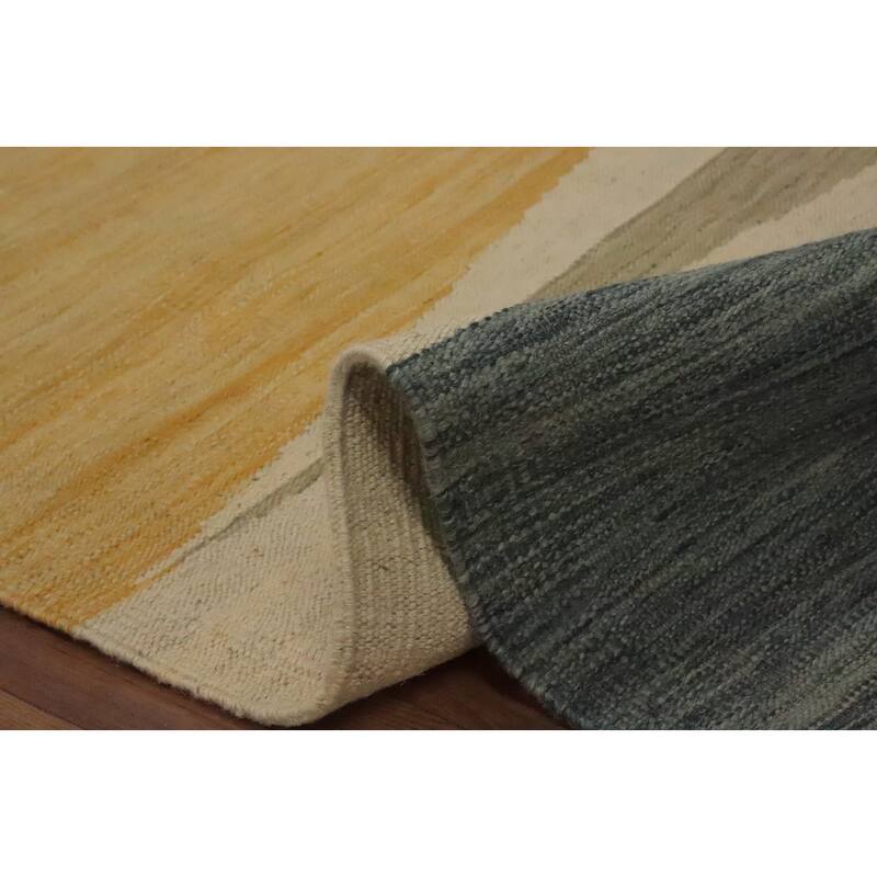 Hand Woven Oriental 100% Wool Carpet Southwestern Modern Oranges & Rust Kilim Area Rug - 12' 9'' X 9' 9''