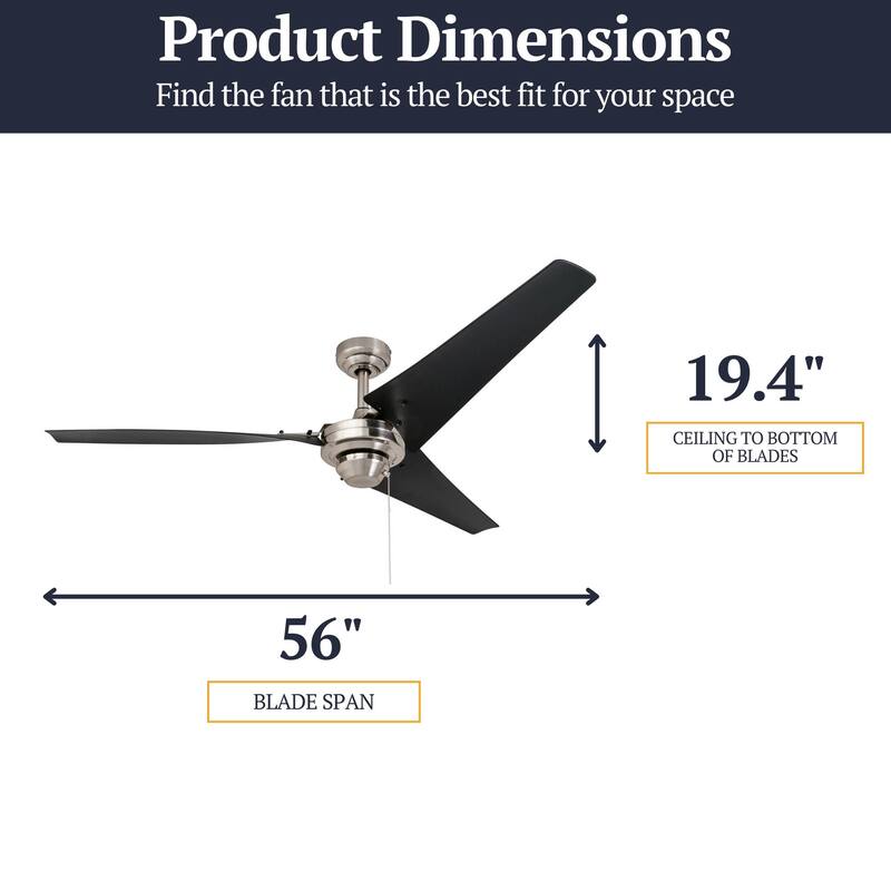 Almadale Black ABS/ Brushed Nickel Energy Efficient Ceiling Fan