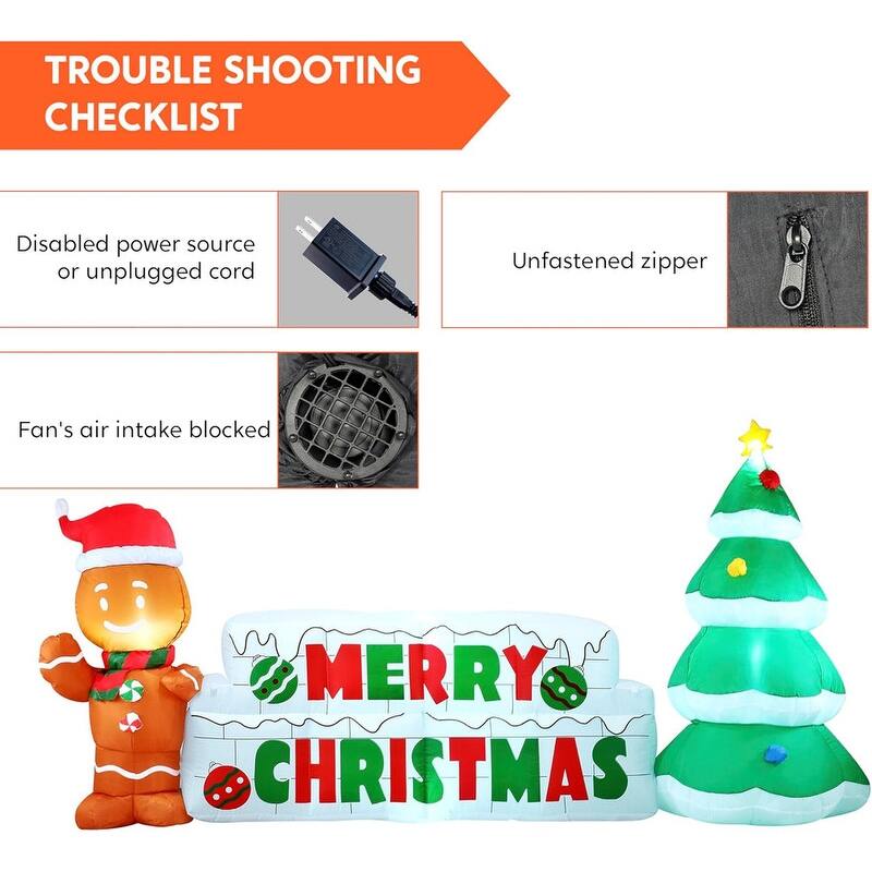 Joyfy 10ft Long Christmas Inflatable Gingerbread Man & Christmas Tree - Multicolor