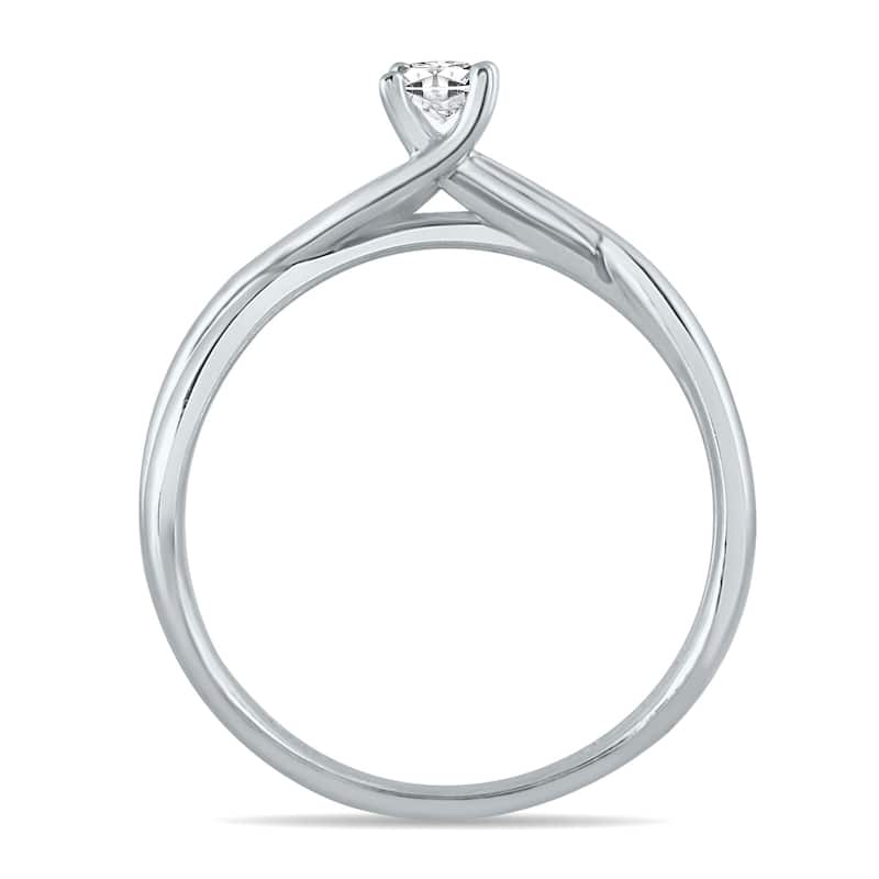 Marquee 1/10 Carat Princess Diamond Solitaire Braided Ring in 10K White Gold
