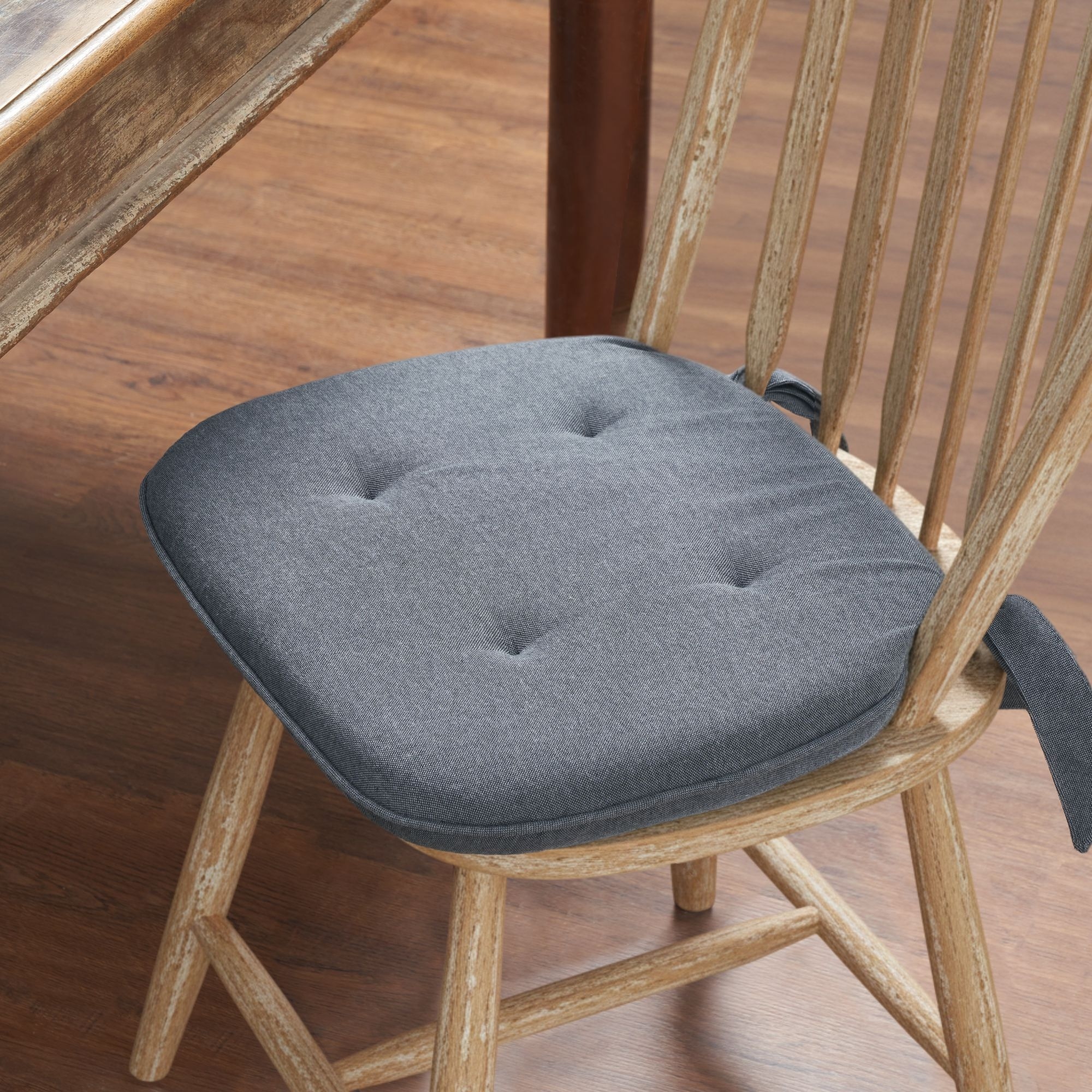 Hearthstone Charcoal Plaid Cotton Chair Pad 15.5x17