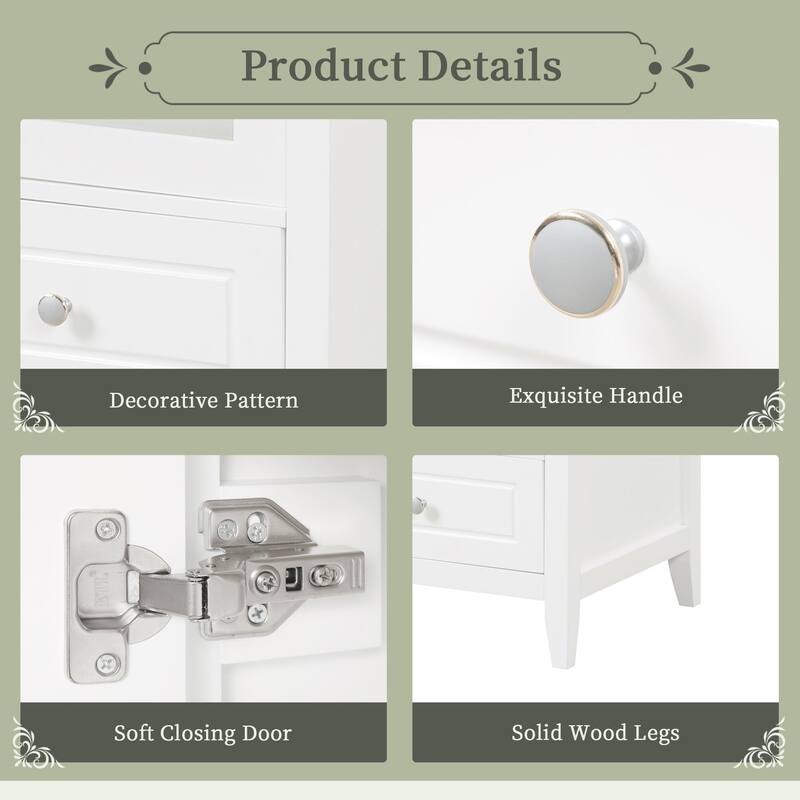 Bathroom Vanity with Ceramic Sink, Single Basin Vanity Set with Door and Drawer, Bathroom Cabinet with Soft Closing Glass Door