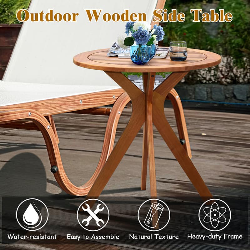 Costway 27'' Outdoor Round Table Solid Wood Coffee Side Bistro Table - See Description