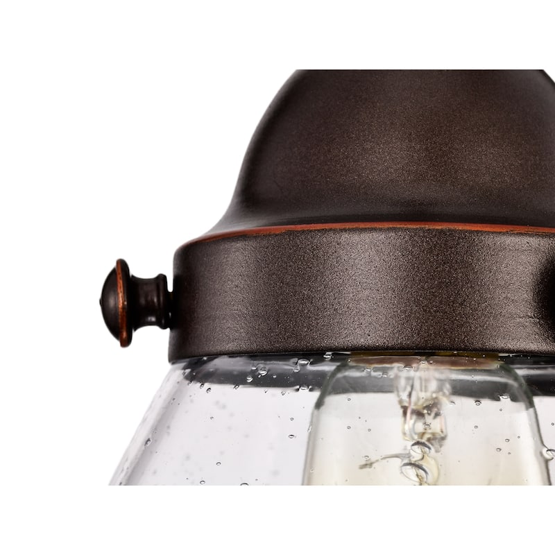 Yellowstone 1-Light Oil Rubbed Bronze Pendant with Seeded Glass Shade - Oil Rubbed Bronze