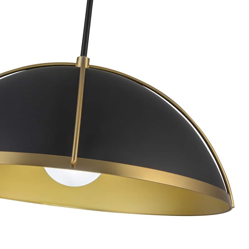 Artcraft Dahlia 1-Light Pendant 17.6" - Semi-Matte Black with Brushed Brass Accent