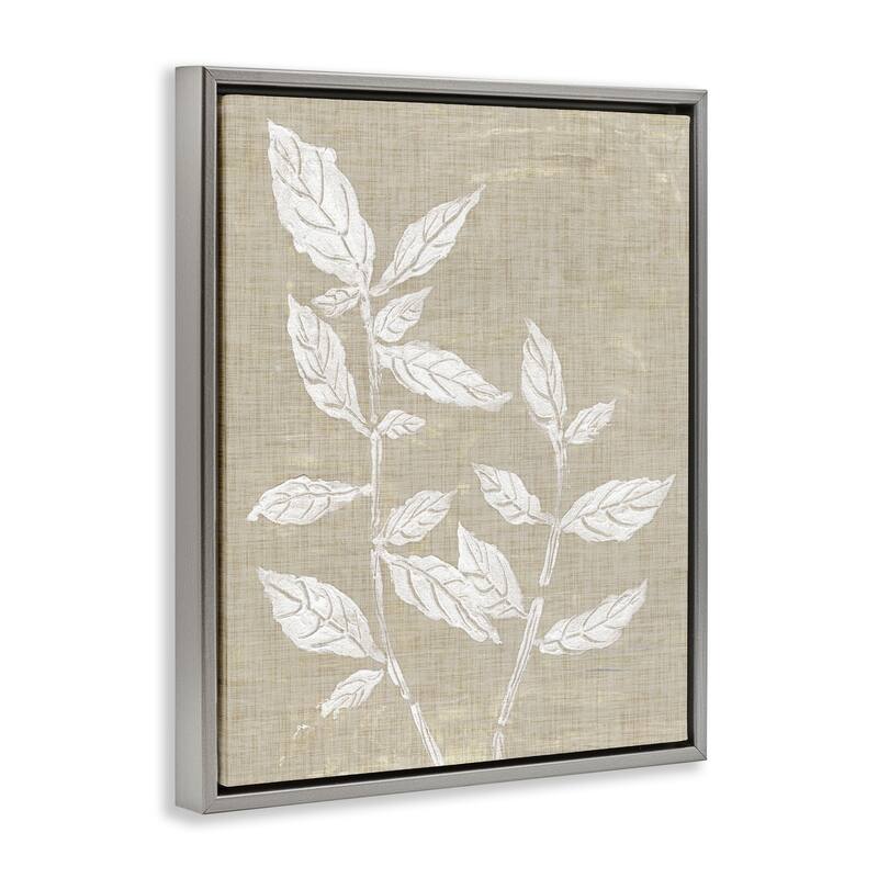 Stupell Leaves on Distressed Textile Framed Floater Canvas Wall Art Design By Melissa Wang