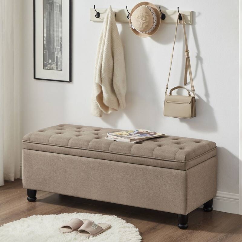 Storage Bench with Spindle Wooden Legs