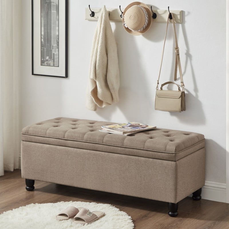 Storage Bench with Spindle Wooden Legs