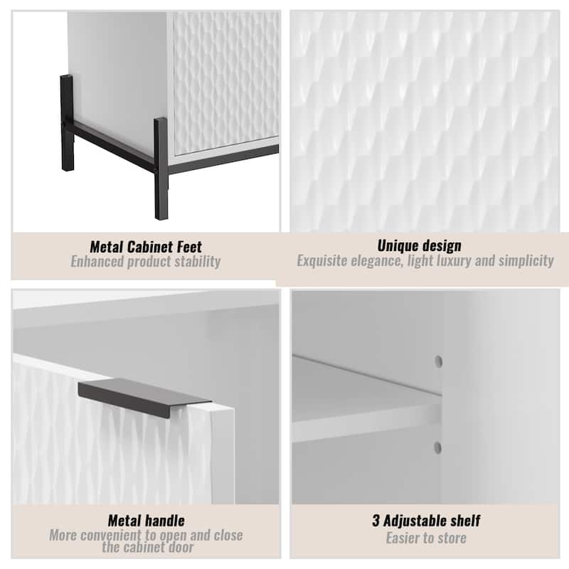 Clihome Modern Glossy Storage Accent Cabinet Sideboard