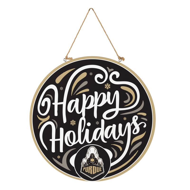 Purdue University 18" x 18" Happy Holidays Door Décor Wall Sign - 18" x 18"