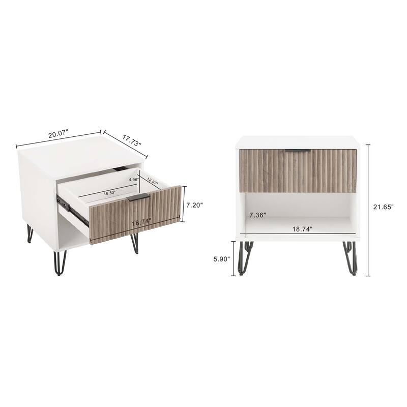 Manhattan Comfort Dumbo Mid Century Nightstand with 1 Drawer