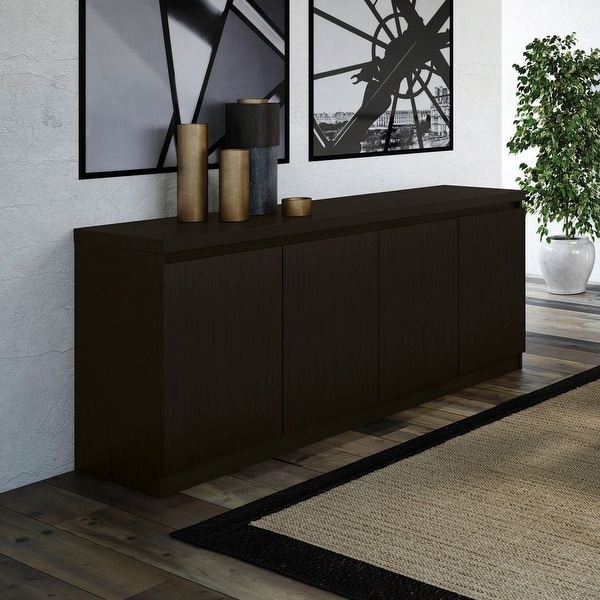 Viennese 62.99 in. 6- Shelf Buffet Cabinet in Black Matte. Opens flyout.