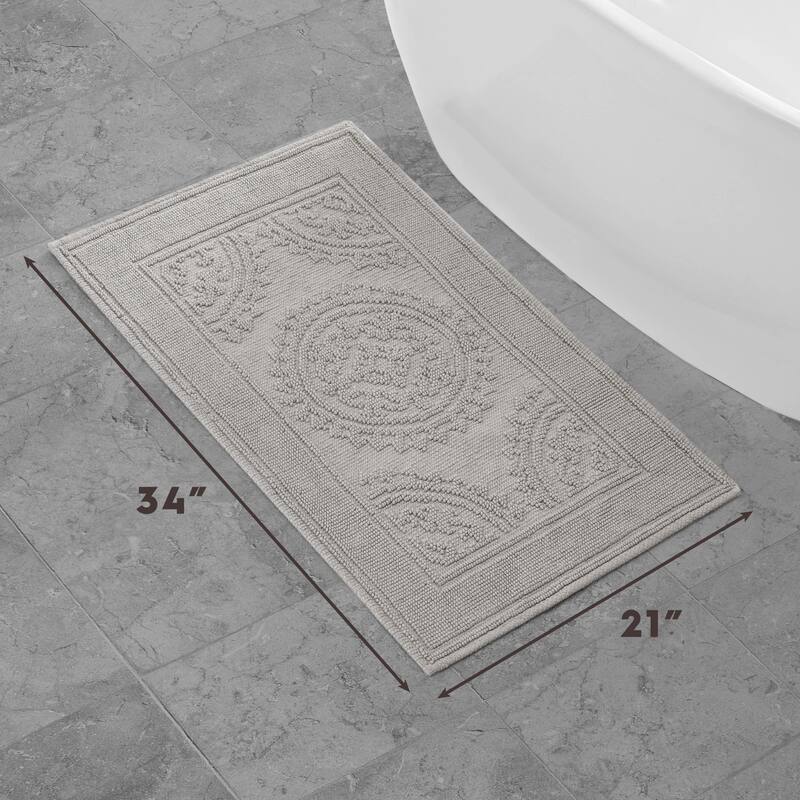 Jean Pierre Cotton Stonewash Medallion 21 x 34 in. Bath Rug