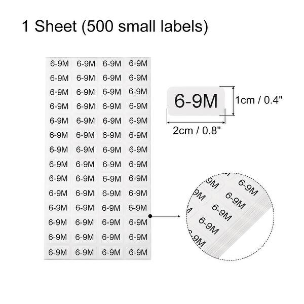 69 Month Clothes Size Sticker Label Clothing Size Label Black Letter