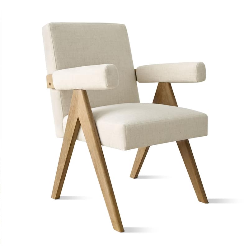 Linen Dining Chair with Arms
