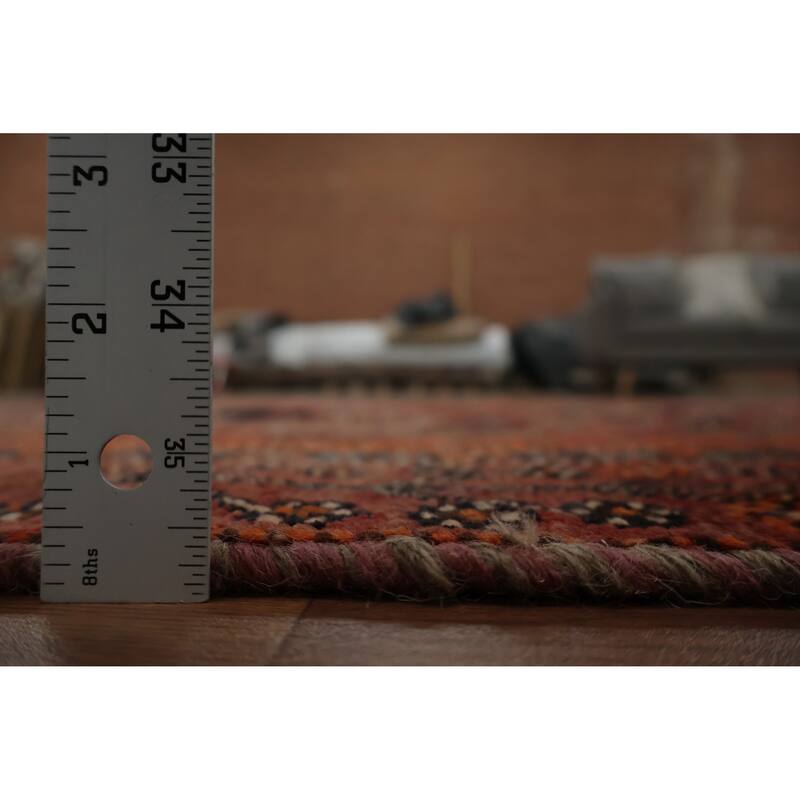 Hand Knotted Oriental 100% Wool Carpet Traditional Tribal Oranges & Rust Qashqai Area Rug - 7' 3'' X 4' 9''