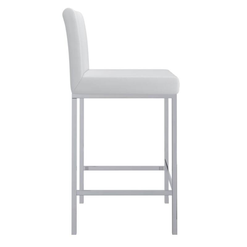Low Back Counter Stool - 37.5" - Set of 2 - White and Chrome