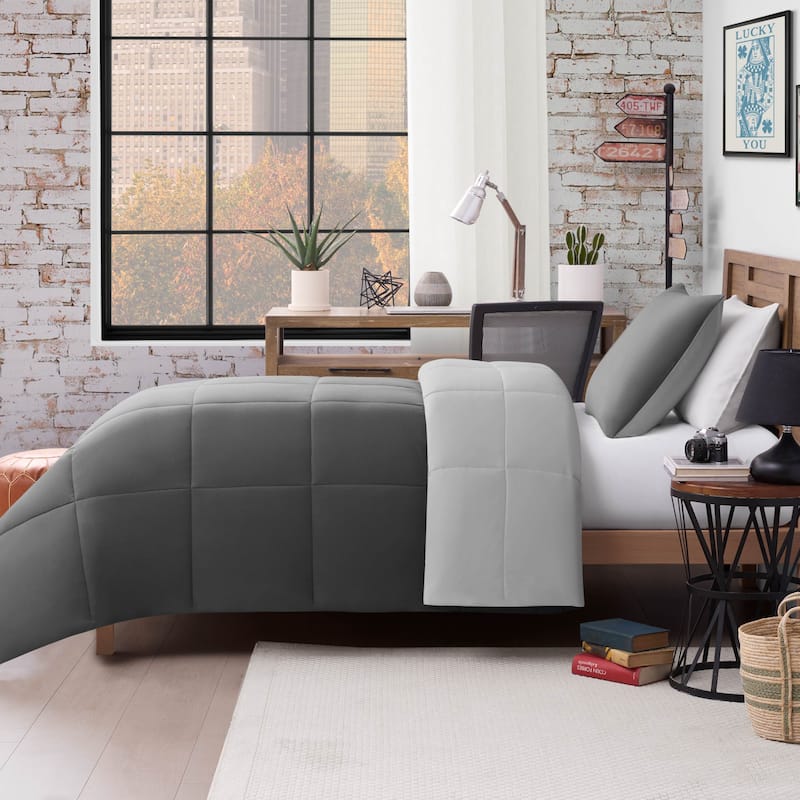 Lucky Brand Box Stitch Reversible Comforter Sets