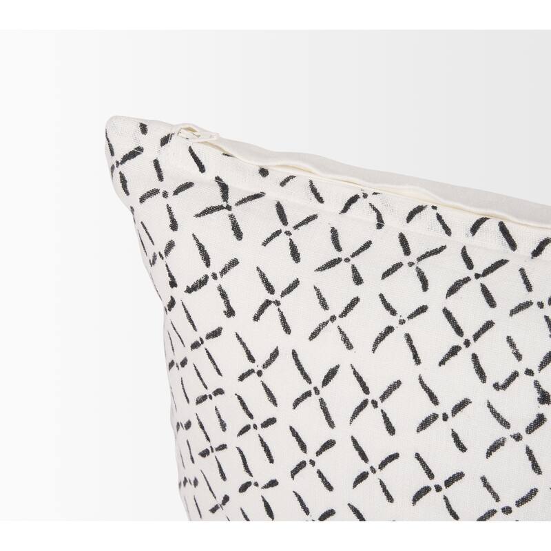 Jayden Cream w/ Black Print Linen Lumbar Decorative Pillow Cover