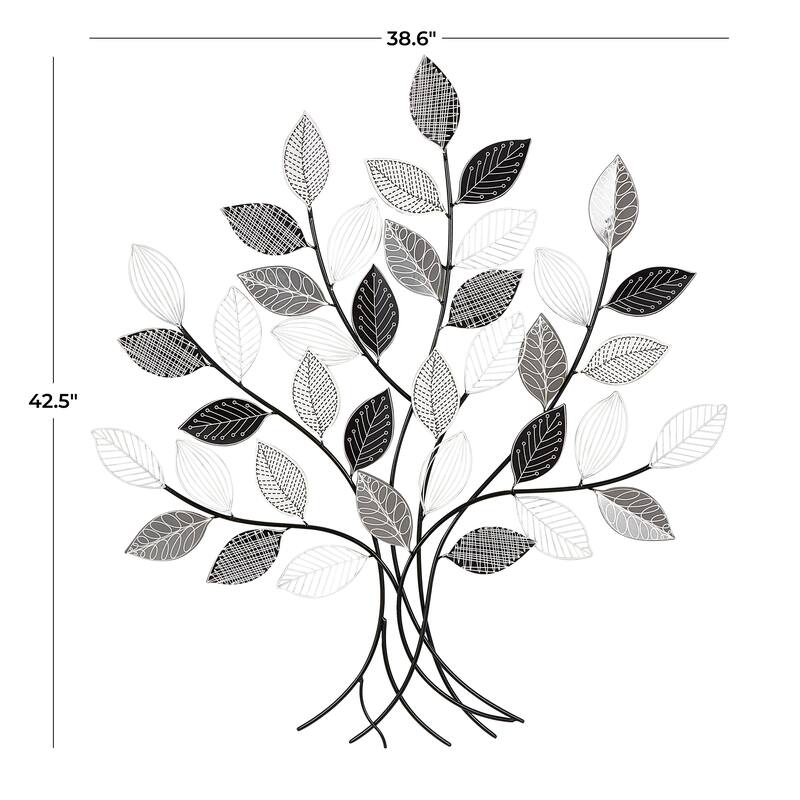 Metal Tree Wall Decor with Various Patterned Leaves - Black - Roche River Decor