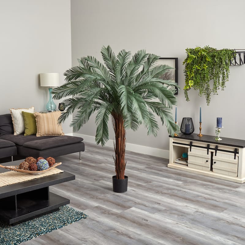 6 Ft Artificial Tree Indoor Outdoor, Tall Greenery Decor, Global Greatness Design - Green - 51-60 Inches