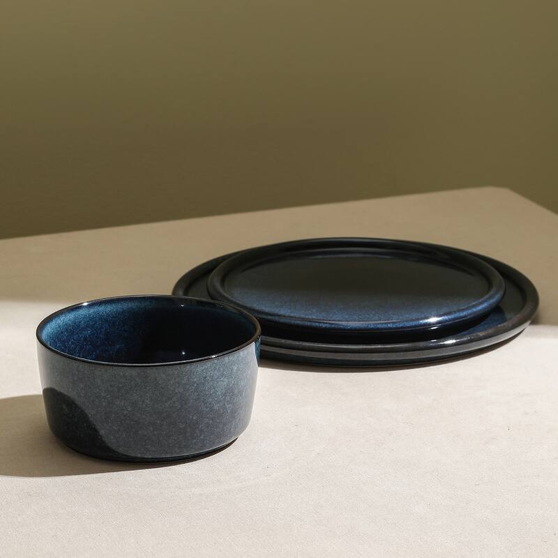 Stone Lain Eden Stoneware Dinnerware Set - 12 Piece - Dark Blue