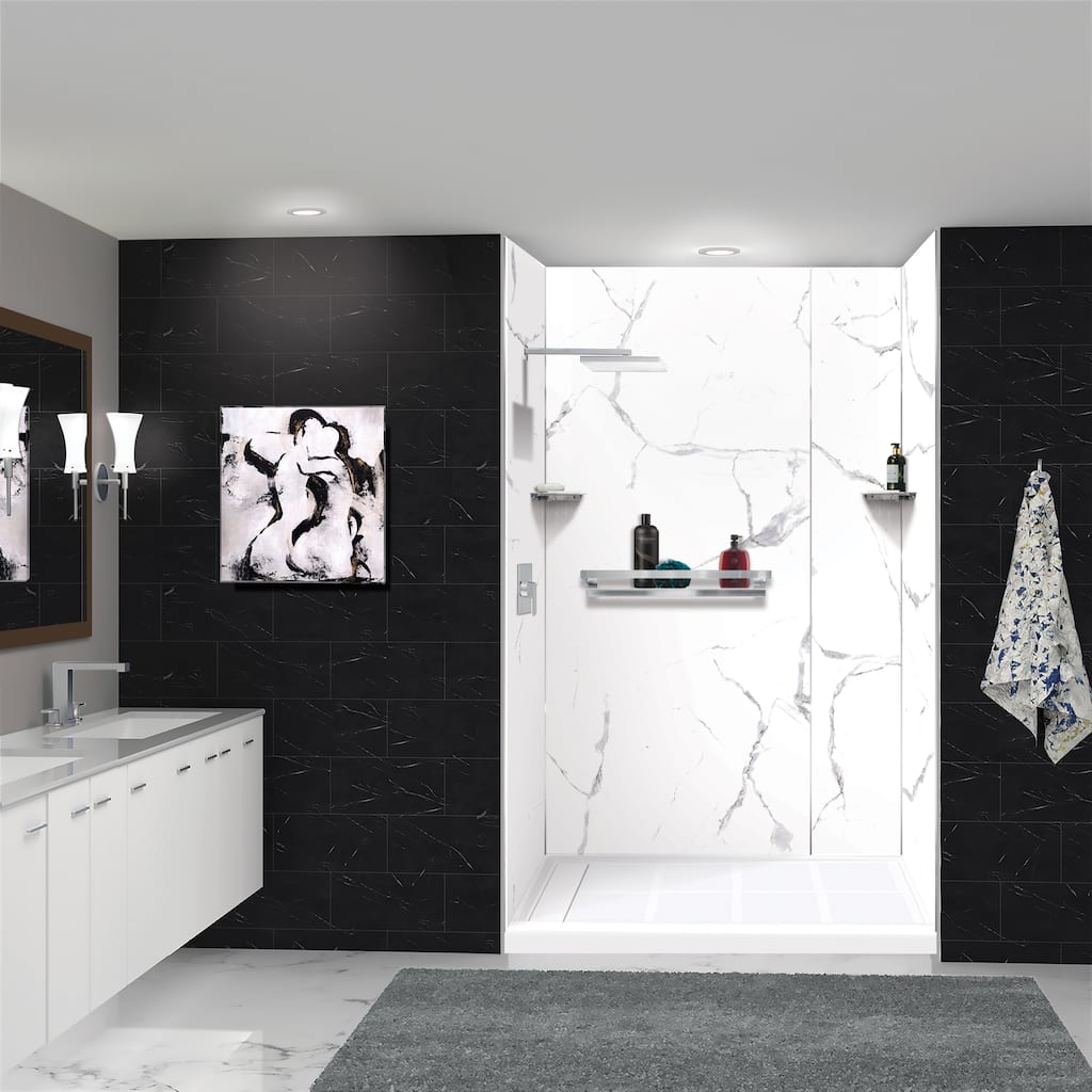Transolid K-J30-SSC Shower Shelf Kit 30-in Jocelyn Grab Bar Shelf and 2 Corner shelves - 30x4x3