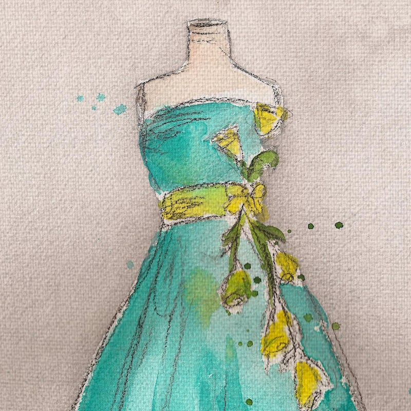 Aqua Dream, Little Blue Dress, Emerald Green, White Dress by Lauren Maurer Canvas Art Prints