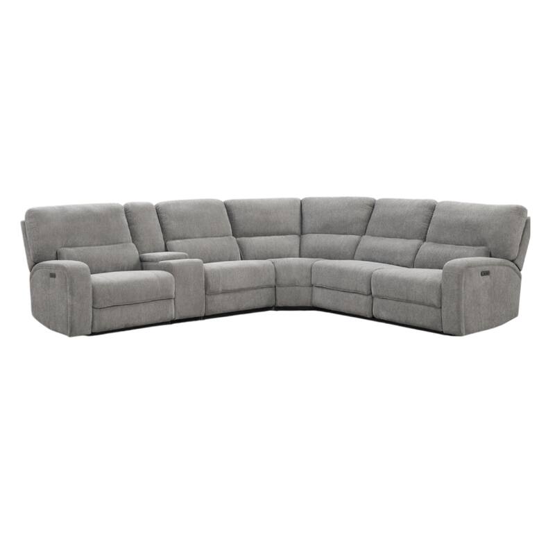 Tonie Power Recliner Sectional Sofa, Cupholders Gray Chenille 114 Inch