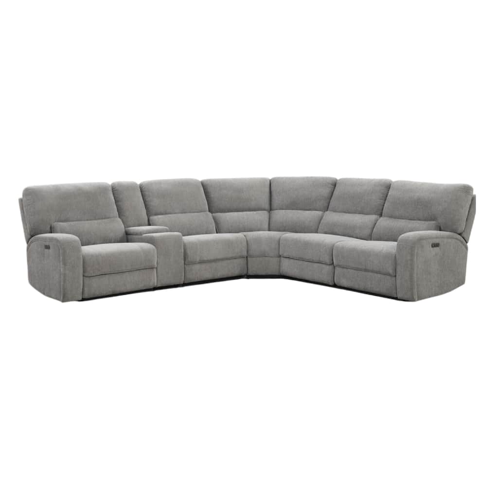 Tonie Power Recliner Sectional Sofa, Cupholders Gray Chenille 114 Inch