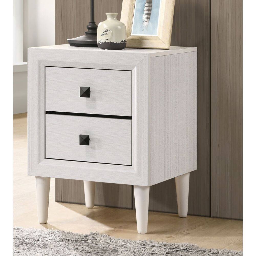 Q-Max White Wood Veneer (Paper) Accent Table Night Table
