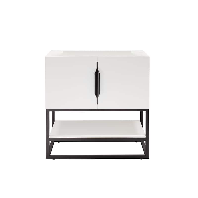 James Martin Vanities Columbia 31.5" Single Vanity, Glossy White with White Glossy Composite Stone Top