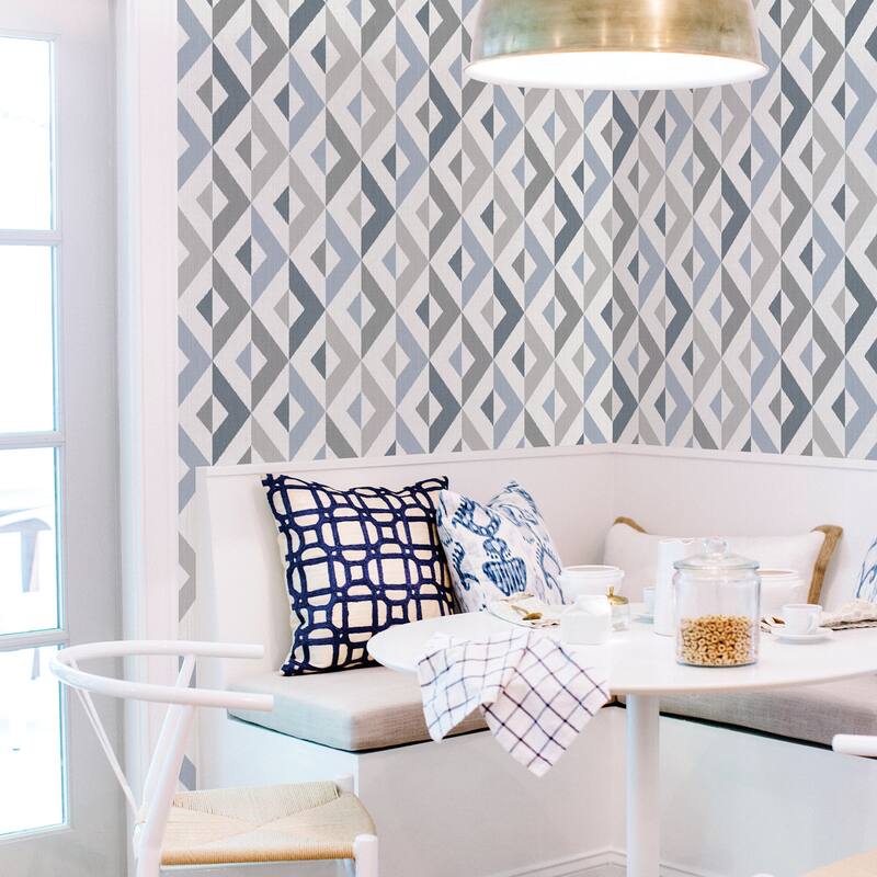 A-Street Prints Seesaw Slate Geometric Faux Linen Wallpaper