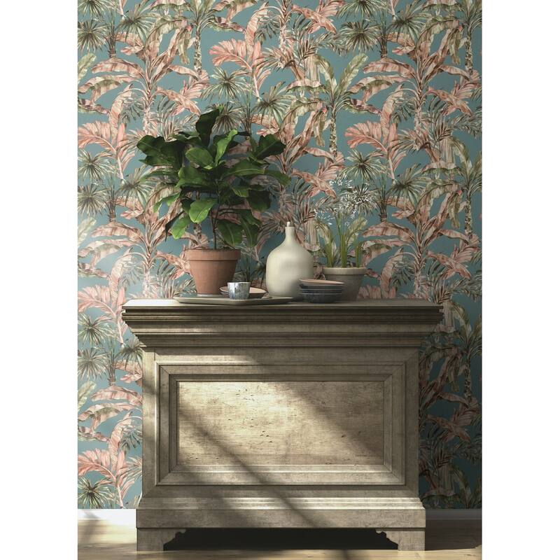 Advantage Calle Light Blue Tropical Wallpaper