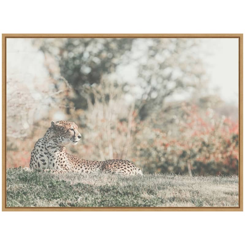 Kate and Laurel Sylvie Cheetah Glance Framed Canvas by Alicia Abla