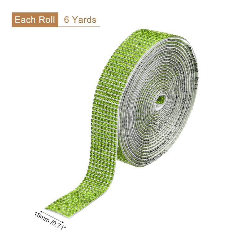 Self Adhesive Rhinestone Strips, Crystal Rhinestone Ribbon - Light Green - 3 yards x 0.71 inch