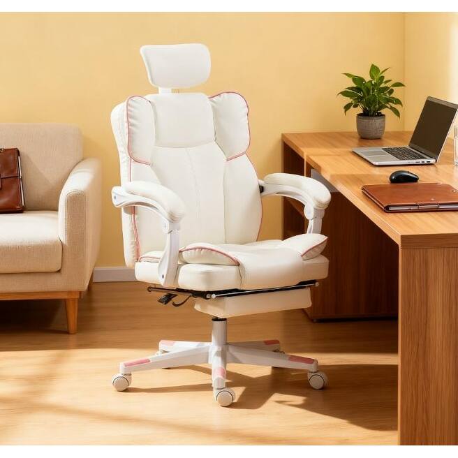 Practical Gaming Office Chair, Specially Designed for Home Gamers & Office Workers, Features Reclining Function & Footrest