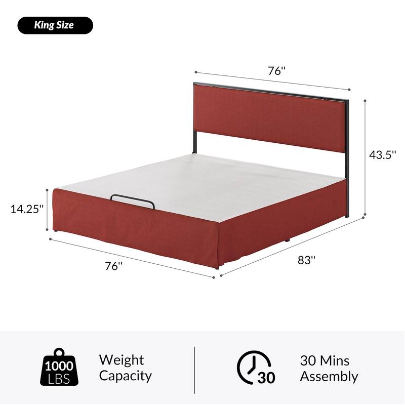 Oliver Modern Washable Slipcover Bed Upholstered Metal by HULALA HOME