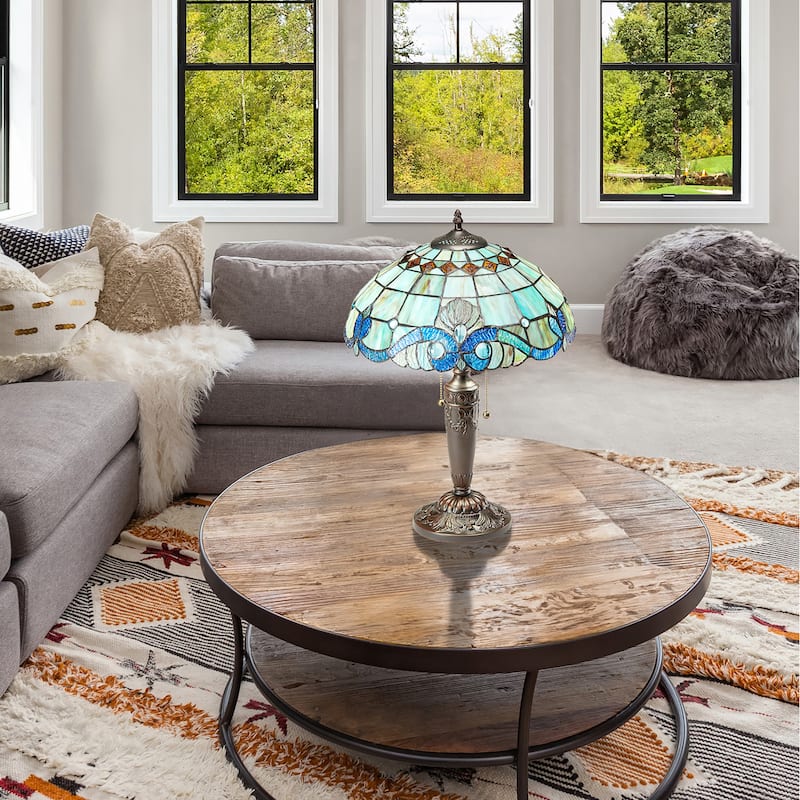 Gracewood Hollow Asdreni 20-inch Stained Glass Tiffany Lamp - 14"L x 14"W x 20.25"H