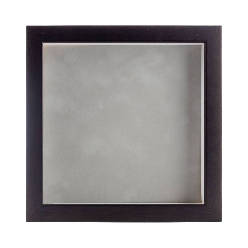 12x12 Shadow Box Frame Brown Walnut Wood | 3/4" Usable Display Depth | Includes a Light Grey Suede Acid-Free Backing Board
