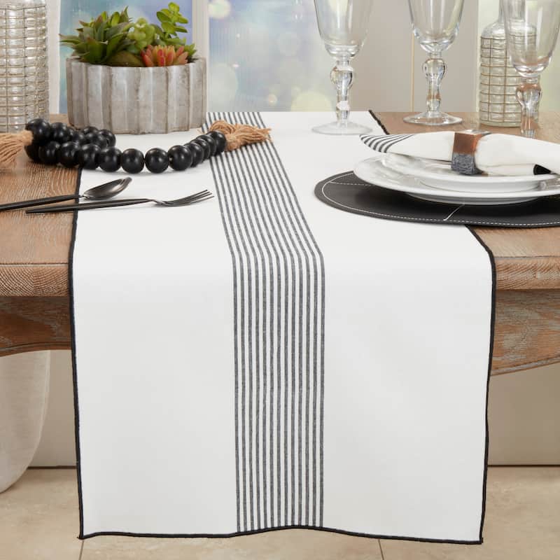 Refined Striped Elegance Table Runner - 16"x72"