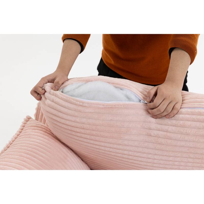 103" L-Shaped Corduroy Boneless Sectional Sofa with Movable Ottoman