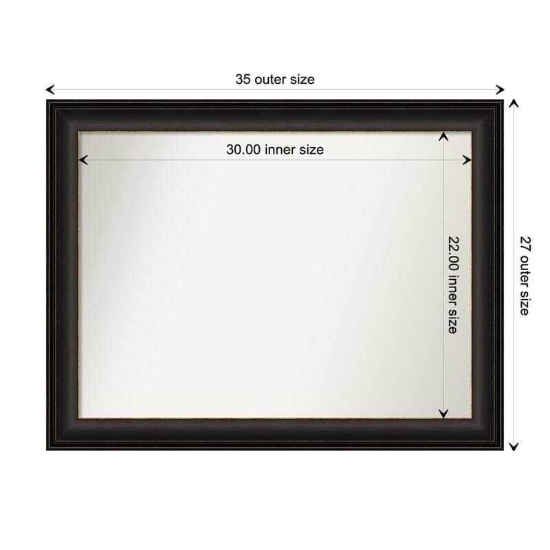 Trio Oil Rubbed Bronze Framed Non-Beveled Custom Wall Mirror, Bathroom Vanity Mirror - Outer Size: 34.5 x 26.5
