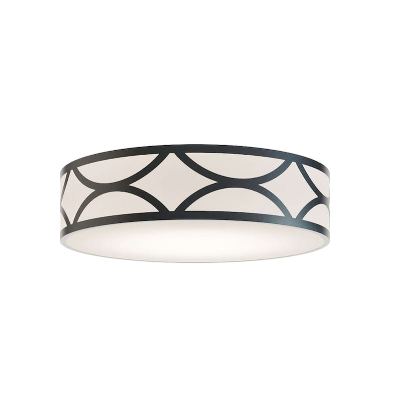 AFX LAKF24MB Lake 3 Light 24" Wide Flush Mount Drum Ceiling Fixture - Black / White