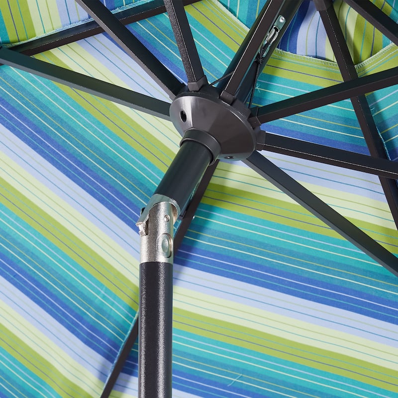 9Ft Striped Market Umbrella with Sunbrella Fabric Outdoor Umbrella