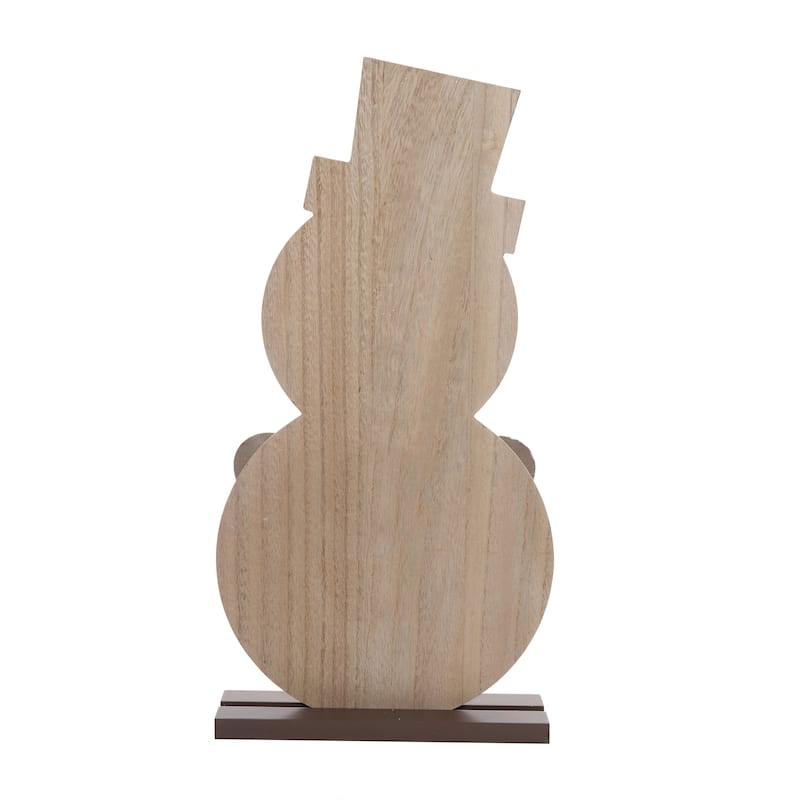 Transpac Wood 19 in. Off-White Christmas Metallic Glitter Snowman