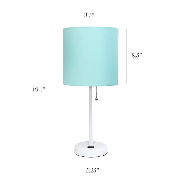 dimension image slide 5 of 9, Porch & Den Custer Metal/ Fabric Lamp with Charging Outlet