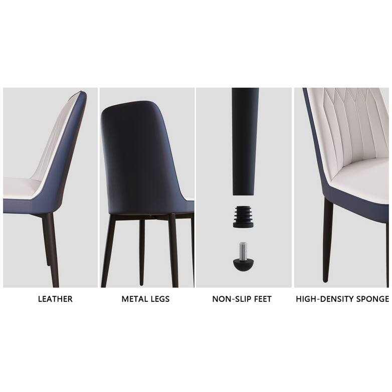 Modern Dining Set with Rectangular Glass Table & PU Upholstered Chairs